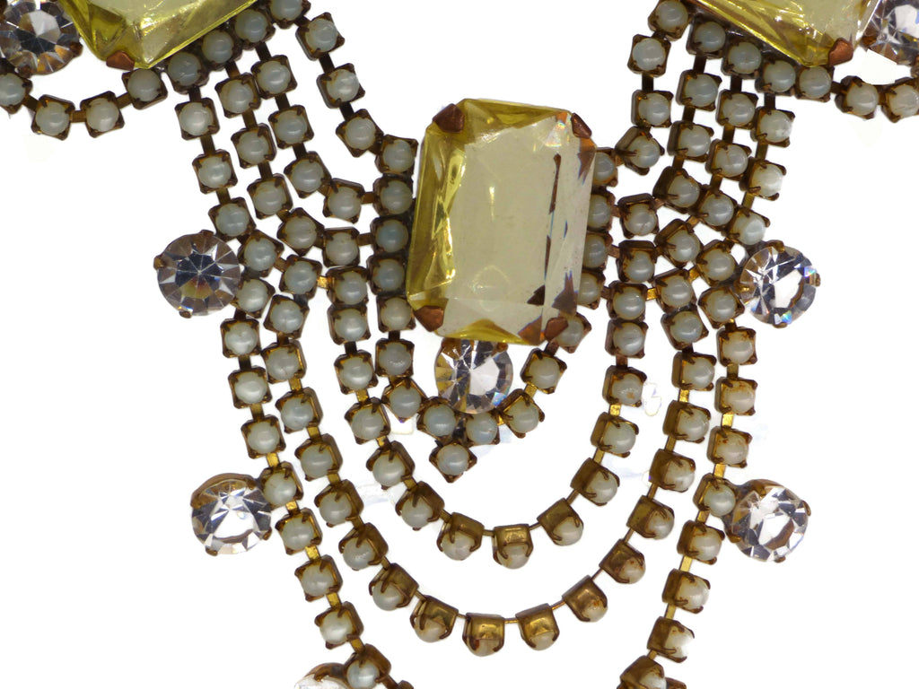 Husar D Vaseline Uranium Czech Glass Necklace - Vintage Lane Jewelry