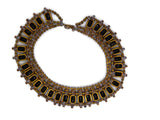 Dark Purple and Pink Rhinestone Czech Glass Bib Necklace - Vintage Lane Jewelry