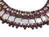 Lavender and Clear Rhinestone Czech Glass Bib Necklace - Vintage Lane Jewelry