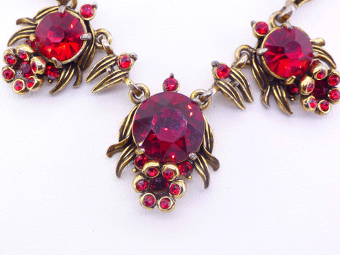 Vintage Enamel Flower Pendant Bead Necklace And Earrings