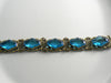 Antique Art Nouveau Deco Open Back Set Blue Glass Stone Bracelet - Vintage Lane Jewelry
