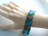 Antique Art Nouveau Deco Open Back Set Blue Glass Stone Bracelet - Vintage Lane Jewelry
