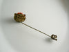 Stanley Hagler Coral Bead and Gold Gilt Flower hat Pin - Vintage Lane Jewelry