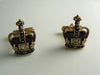 Vintage Swank Royal Heraldic Crown Purple Enamel with Cross Rhinestone Cufflinks - Vintage Lane Jewelry