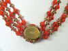 Vintage Miriam Haskell 4 Strand Red and Gold Glass Bead Necklace - Vintage Lane Jewelry