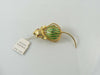 Joseph Warner Caged Peridot Glass Rhinestone Mouse Figural Pin Brooch - Vintage Lane Jewelry