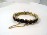 Vintage Jeanne Ruby-Red Rhinestone Clamper Bracelet - Vintage Lane Jewelry