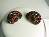 Vintage Signed Schreiner of NY Ruby Red Clip Earrings with Married Necklace - Vintage Lane Jewelry