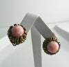 Vintage Signed Miriam Haskell Pink Art Glass Clip Earrings - Vintage Lane Jewelry