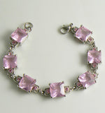 Vintage Art Deco Pink Emerald Cut Square Glass Open Back Stones, Pink Rhinestones - Vintage Lane Jewelry