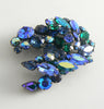 Vintage Regency Blue And Green Rhinestone Brooch - Vintage Lane Jewelry