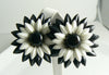 Retro Plastic Black and White Daisy Clip Earrings - Vintage Lane Jewelry