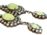 Vaseline Uranium Husar D Czech Bracelet and Earrings - Vintage Lane Jewelry