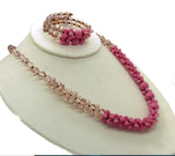 Vintage Miriam Haskell Pink Art Glass Necklace and Bracelet - Vintage Lane Jewelry
