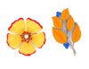 Orange and Peach Enamel Flower Lot, 8 pins, Flower Brooches - Vintage Lane Jewelry