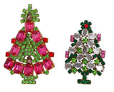 Husar D Czech Glass Christmas Tree Brooches - Vintage Lane Jewelry