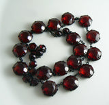 Open Back Ruby Red Faceted Crystal Necklace - Vintage Lane Jewelry