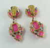 Czech Neon Pink Clip Earrings - Vintage Lane Jewelry