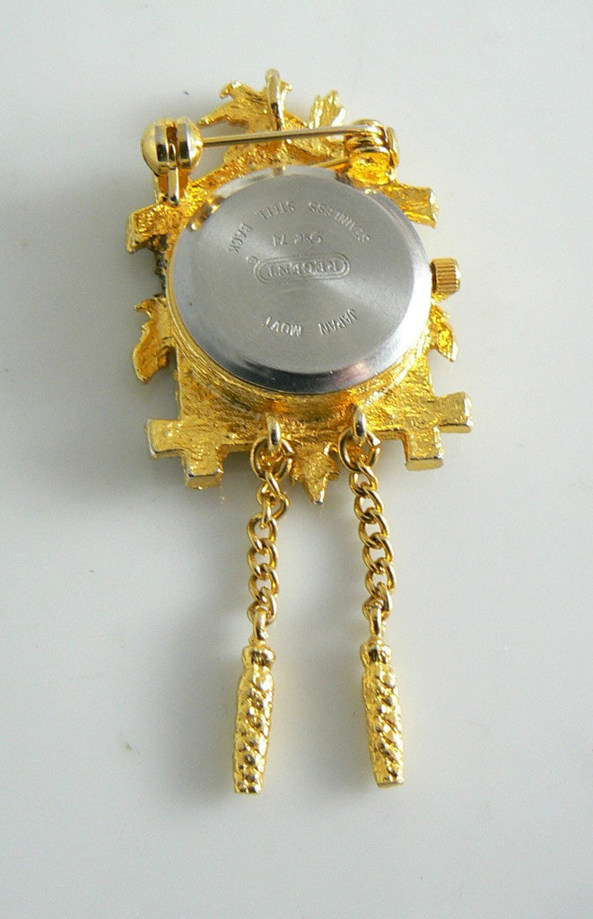 Vintage Regent Quartz Cuckoo Clock Brooch Or Pendant - Vintage Lane Jewelry