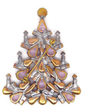 Pastel Czech Glass Christmas Tree Brooch - Vintage Lane Jewelry