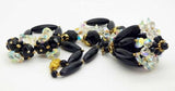 Vintage Vendome AB Crystal Black Beaded Necklace and Clip Earrings - Vintage Lane Jewelry