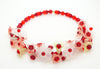 Lucite Flowers and Glass Beads Necklace, Red, White, Ivory and Peach Colors - Vintage Lane Jewelry
