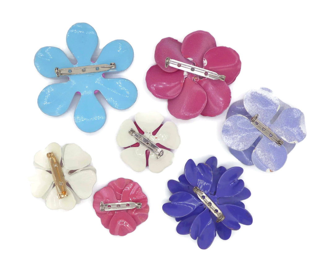 Pretty Enamel Flower Brooches - Vintage Lane Jewelry