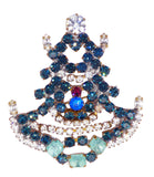 Czech Glass Dark Blue Christmas Tree Pin - Vintage Lane Jewelry