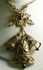 Rhinestone Christmas Bells Holiday Beatrix Necklace, xmas necklace - Vintage Lane Jewelry