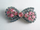Vendome Alexandrite Pink Givre Rhinestone Bow Brooch - Vintage Lane Jewelry