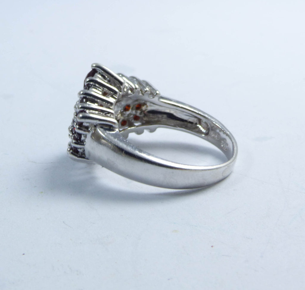 4ct Garnet Sterling Silver Cluster Ring - Vintage Lane Jewelry