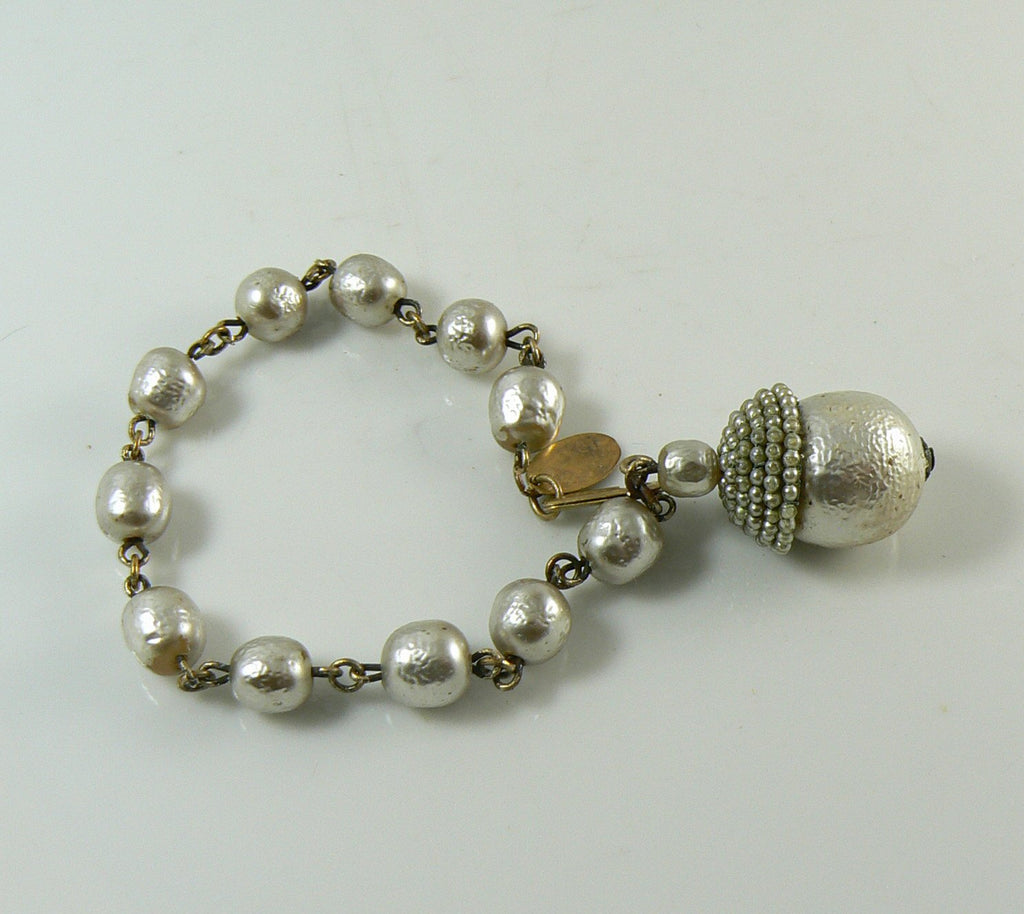Baroque Pearl Miriam Haskell Bracelet Signed - Vintage Lane Jewelry