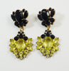 Yellow and Black Czech Glass Pierced Earrings - Vintage Lane Jewelry