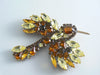 Large Yellow And Dark Amber Czech Rhinestone Hummingbird Brooch - Vintage Lane Jewelry