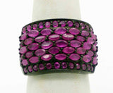 Marquise and Round cut Natural Ruby Black Rhodium over Sterling Silver Ring, Size 7 - Vintage Lane Jewelry