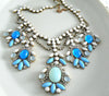 Czech Glass Opaque Blue And White Statement Necklace - Vintage Lane Jewelry