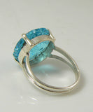 London Blue Topaz Hand Carved 5ct Sterling Silver Ring - Vintage Lane Jewelry