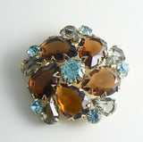 Juliana Glass Open Back Prong Set Brooch - Vintage Lane Jewelry