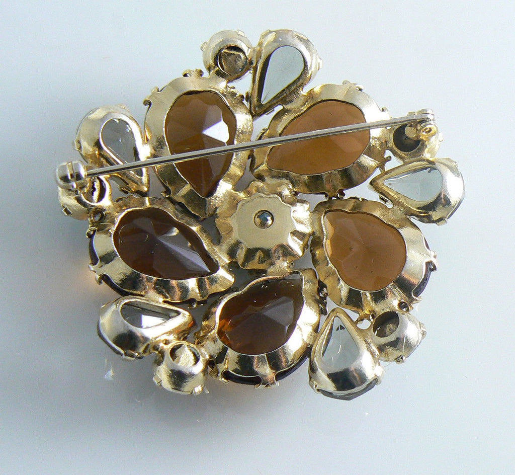 Juliana Glass Open Back Prong Set Brooch - Vintage Lane Jewelry