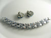 Lisner Shades Of Blue Molded Glass Rhinestone Bracelet Earring Set - Vintage Lane Jewelry