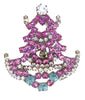 Pink Czech Glass Christmas Tree Pin - Vintage Lane Jewelry