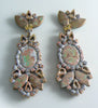 Czech Aqua Glass Rhinestone Cameo Earrings - Vintage Lane Jewelry