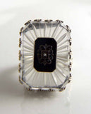 Vintage Camphor Glass Onyx Seed Pearl Ring - Vintage Lane Jewelry