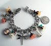 Sterling Silver Triple Link Italian Charm Bracelet With Charms - Vintage Lane Jewelry