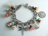 Sterling Silver Triple Link Italian Charm Bracelet With Charms - Vintage Lane Jewelry