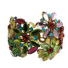 Czech Glass Multicolored Floral Cuff Bracelet - Vintage Lane Jewelry