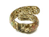 Lucite Gold Confetti Seashell Clamper Bracelet - Vintage Lane Jewelry