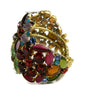 Czech Glass Multicolored Floral Cuff Bracelet - Vintage Lane Jewelry