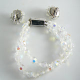 Vintage Silver Tone Ab Crystal Bracelet Earring Set - Vintage Lane Jewelry