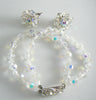 Vintage Silver Tone Ab Crystal Bracelet Earring Set - Vintage Lane Jewelry